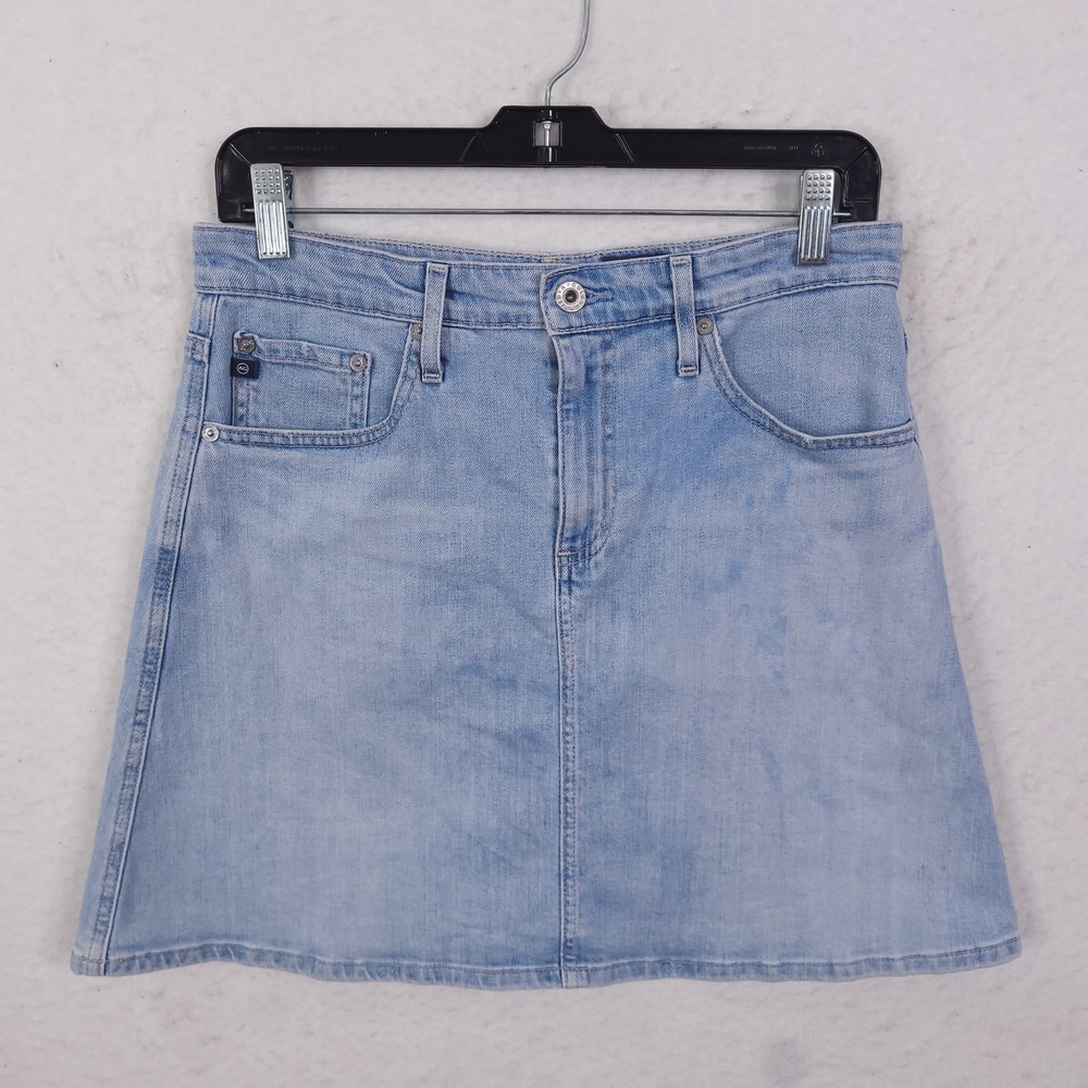 AG Adriano Goldschmied Denim Mini Skirt Light Wash Blue Size 29R Casual Preppy